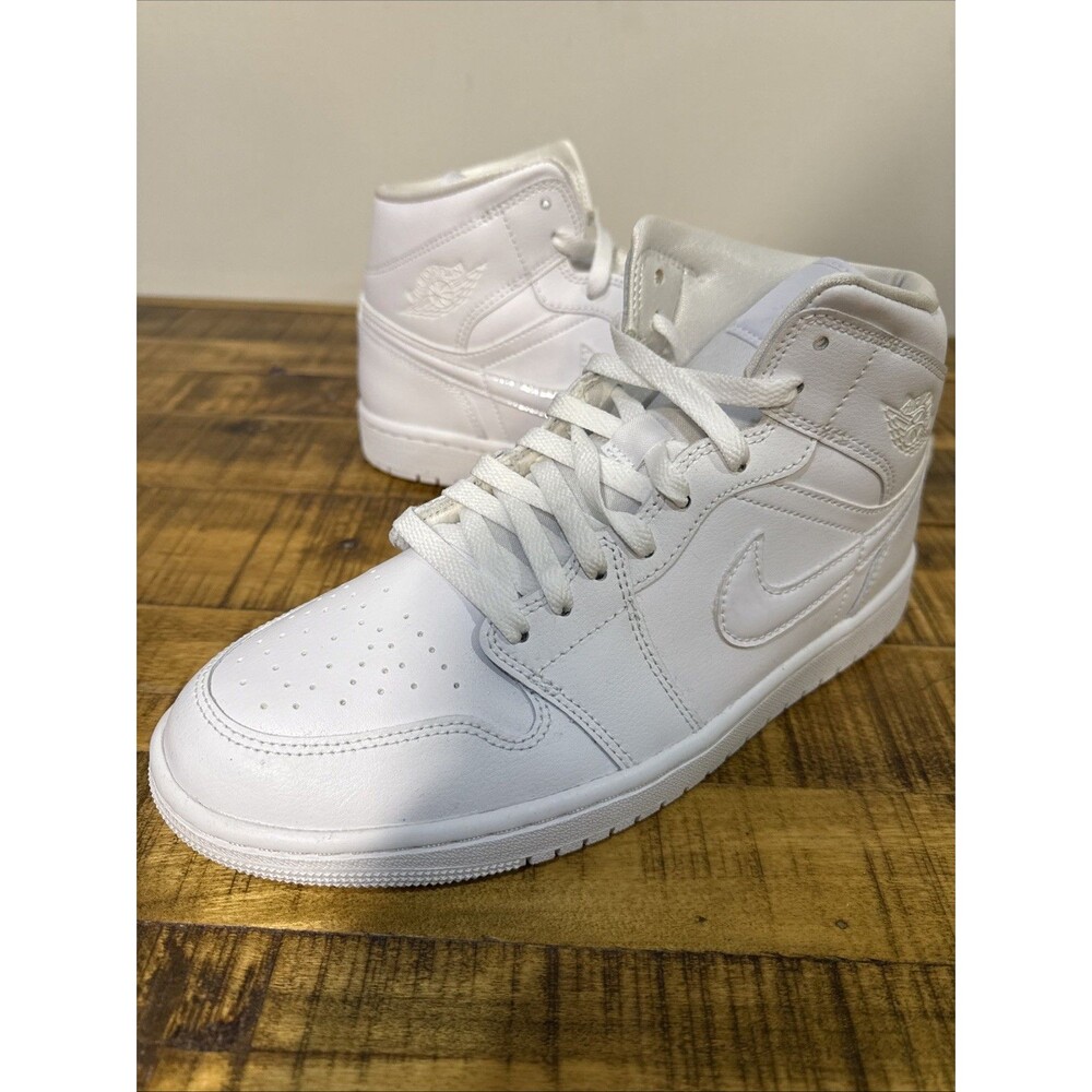 Women's Size 10 - Air Jordan 1 Mid 'Triple White' Shoes DV0991-111 - Picture 7 of 8